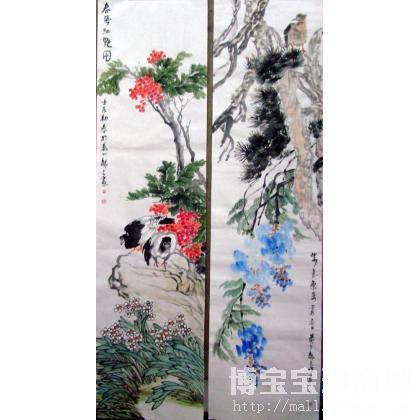 黄龙长 花鸟2条屏 类别: 中国画/年画/民间美术